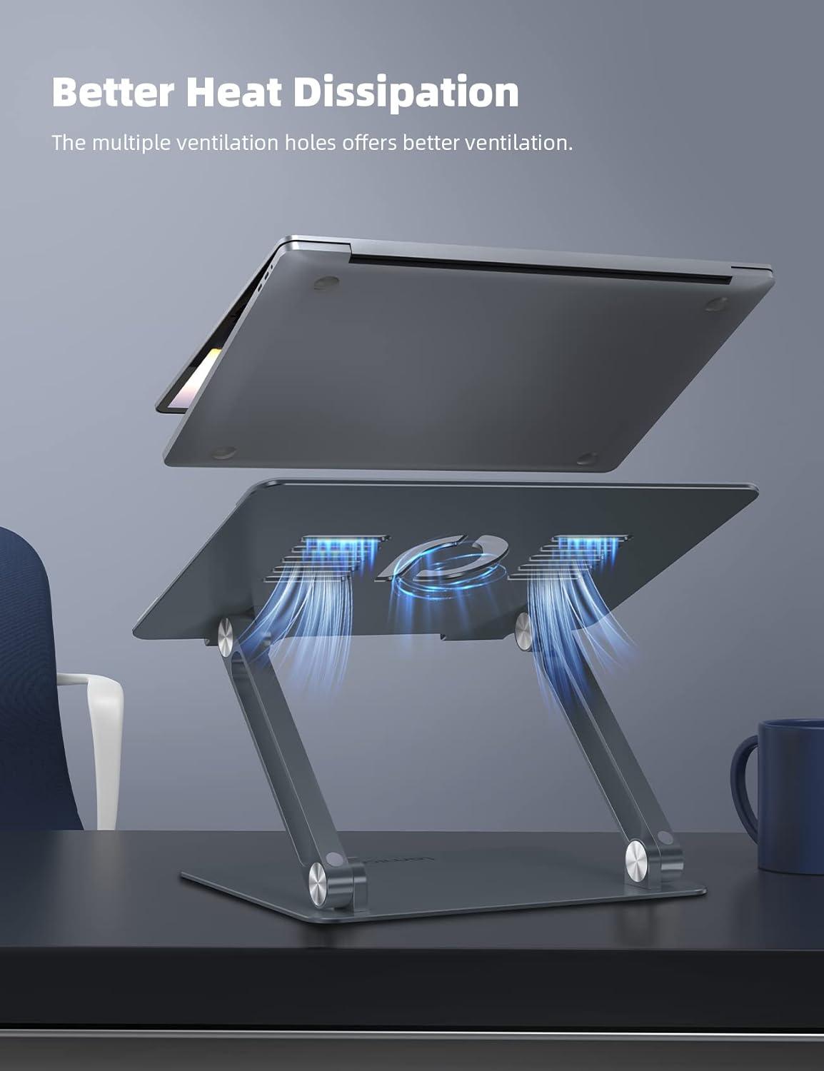 imageLamicall Adjustable Laptop Stand Portable Laptop Riser Aluminum Laptop Stand for Desk Foldable Ergonomic Computer Notebook Stand Holder for MacBook Air Pro Dell XPS HP 10173  Silver3Gray