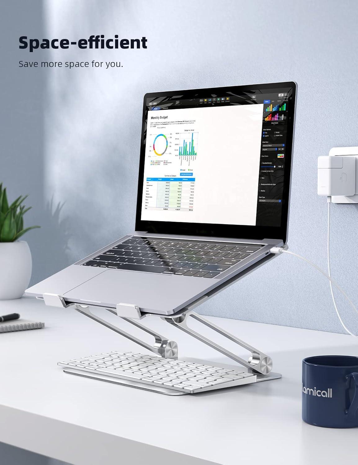 imageLamicall Adjustable Laptop Stand Portable Laptop Riser Aluminum Laptop Stand for Desk Foldable Ergonomic Computer Notebook Stand Holder for MacBook Air Pro Dell XPS HP 10173  Silver1Silver
