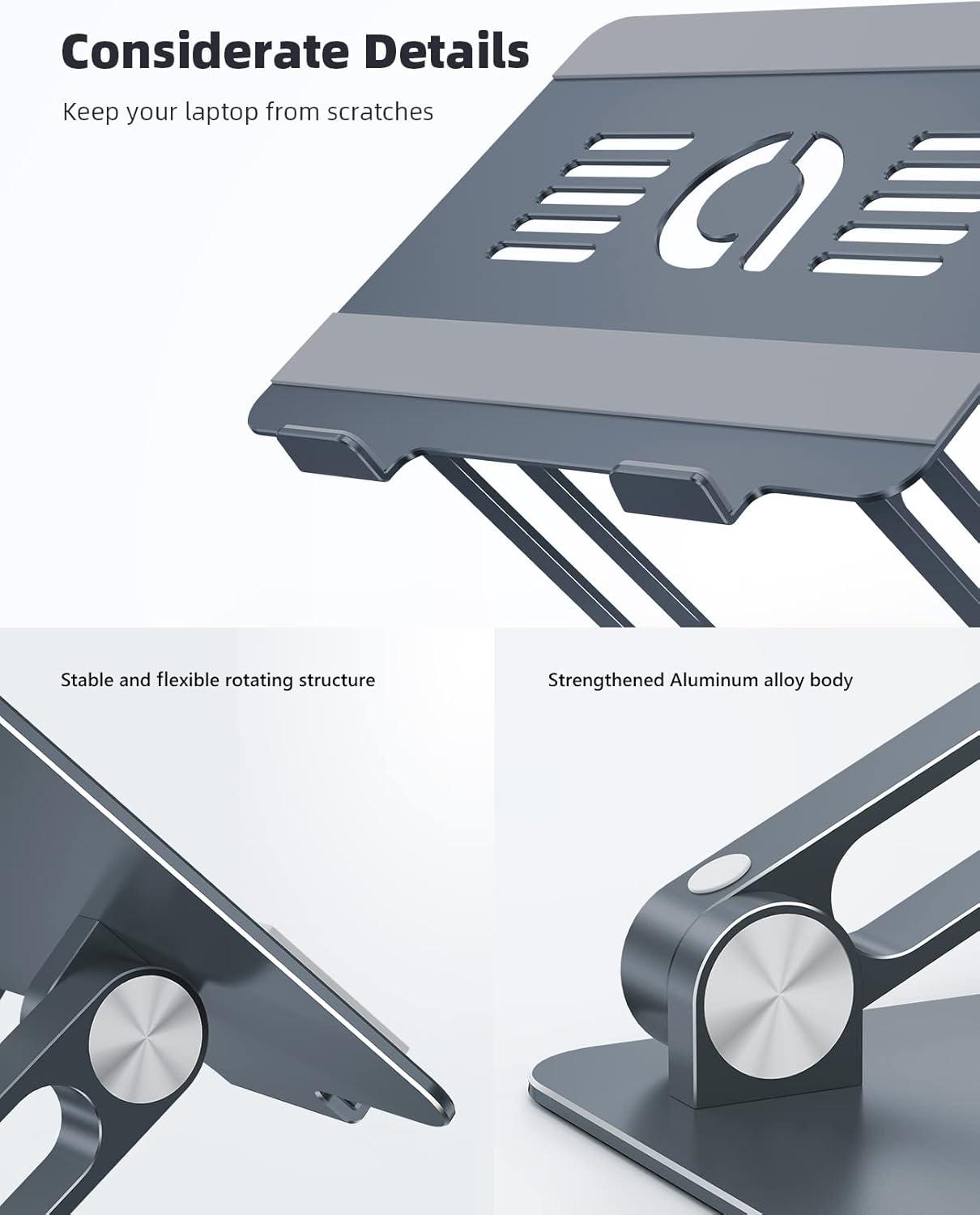imageLamicall Adjustable Laptop Stand Portable Laptop Riser Aluminum Laptop Stand for Desk Foldable Ergonomic Computer Notebook Stand Holder for MacBook Air Pro Dell XPS HP 10173  Silver3Gray