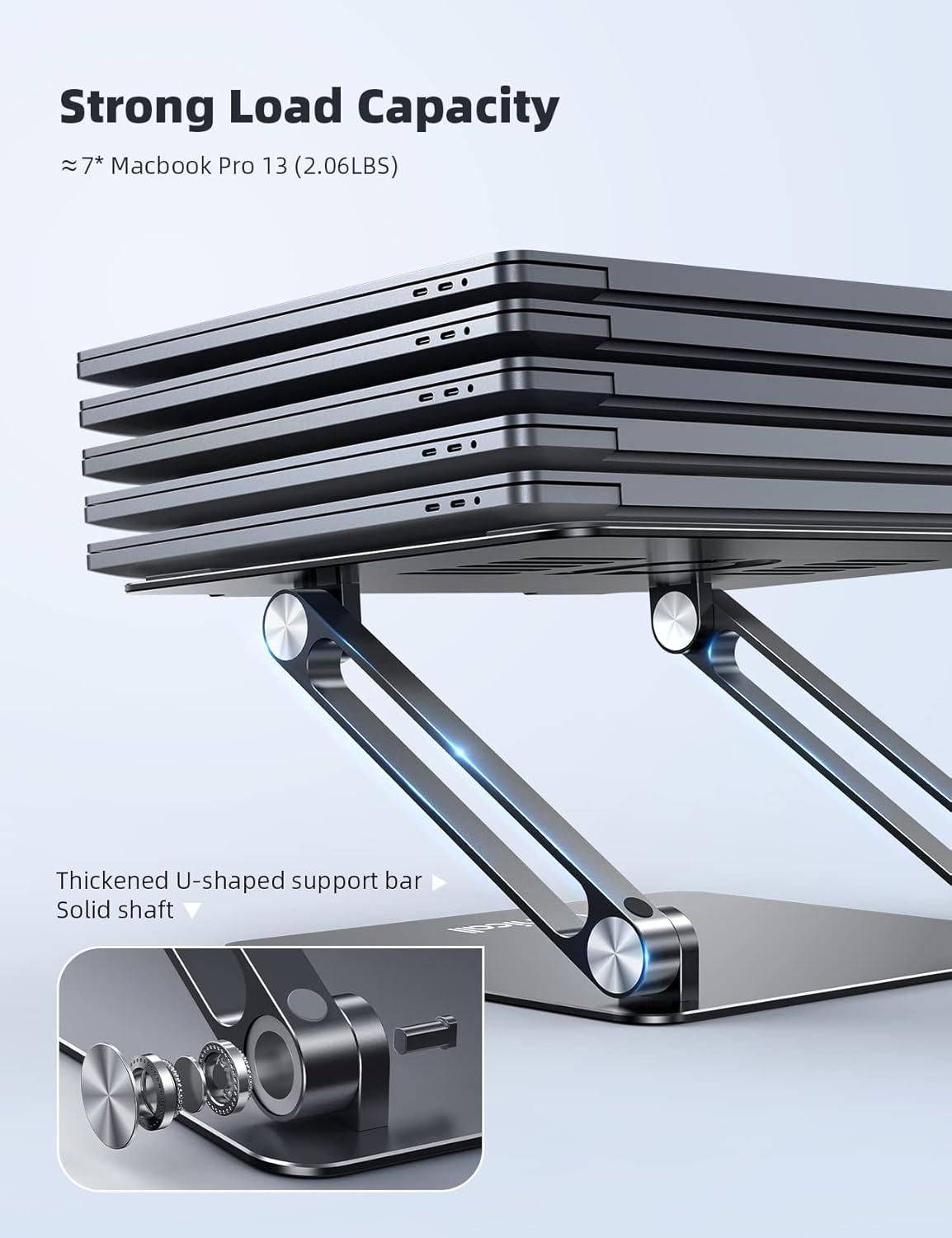 imageLamicall Adjustable Laptop Stand Portable Laptop Riser Aluminum Laptop Stand for Desk Foldable Ergonomic Computer Notebook Stand Holder for MacBook Air Pro Dell XPS HP 10173  Silver2Black