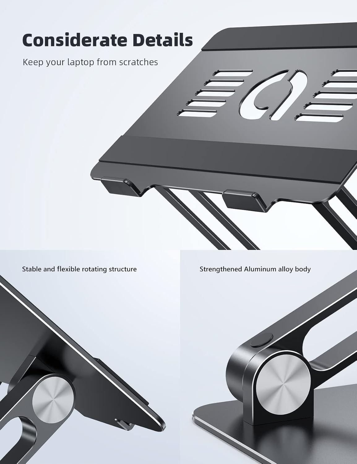 imageLamicall Adjustable Laptop Stand Portable Laptop Riser Aluminum Laptop Stand for Desk Foldable Ergonomic Computer Notebook Stand Holder for MacBook Air Pro Dell XPS HP 10173  Silver2Black