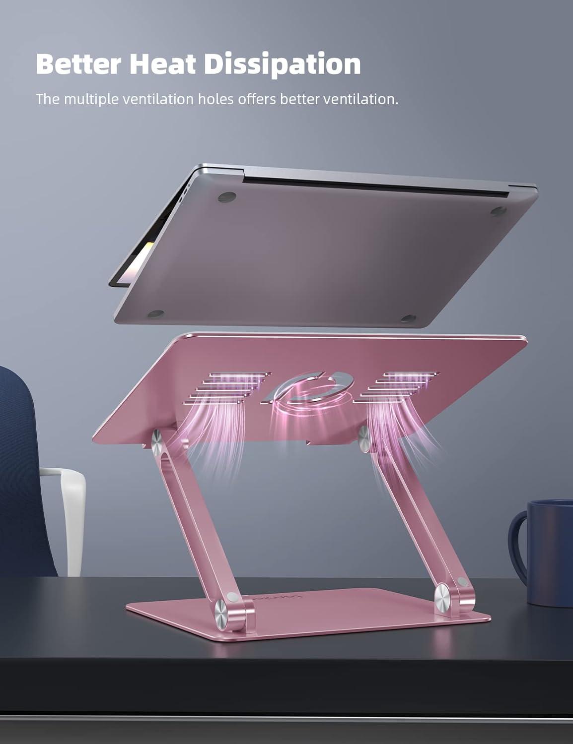 imageLamicall Adjustable Laptop Stand Portable Laptop Riser Aluminum Laptop Stand for Desk Foldable Ergonomic Computer Notebook Stand Holder for MacBook Air Pro Dell XPS HP 10173  Silver4Pink