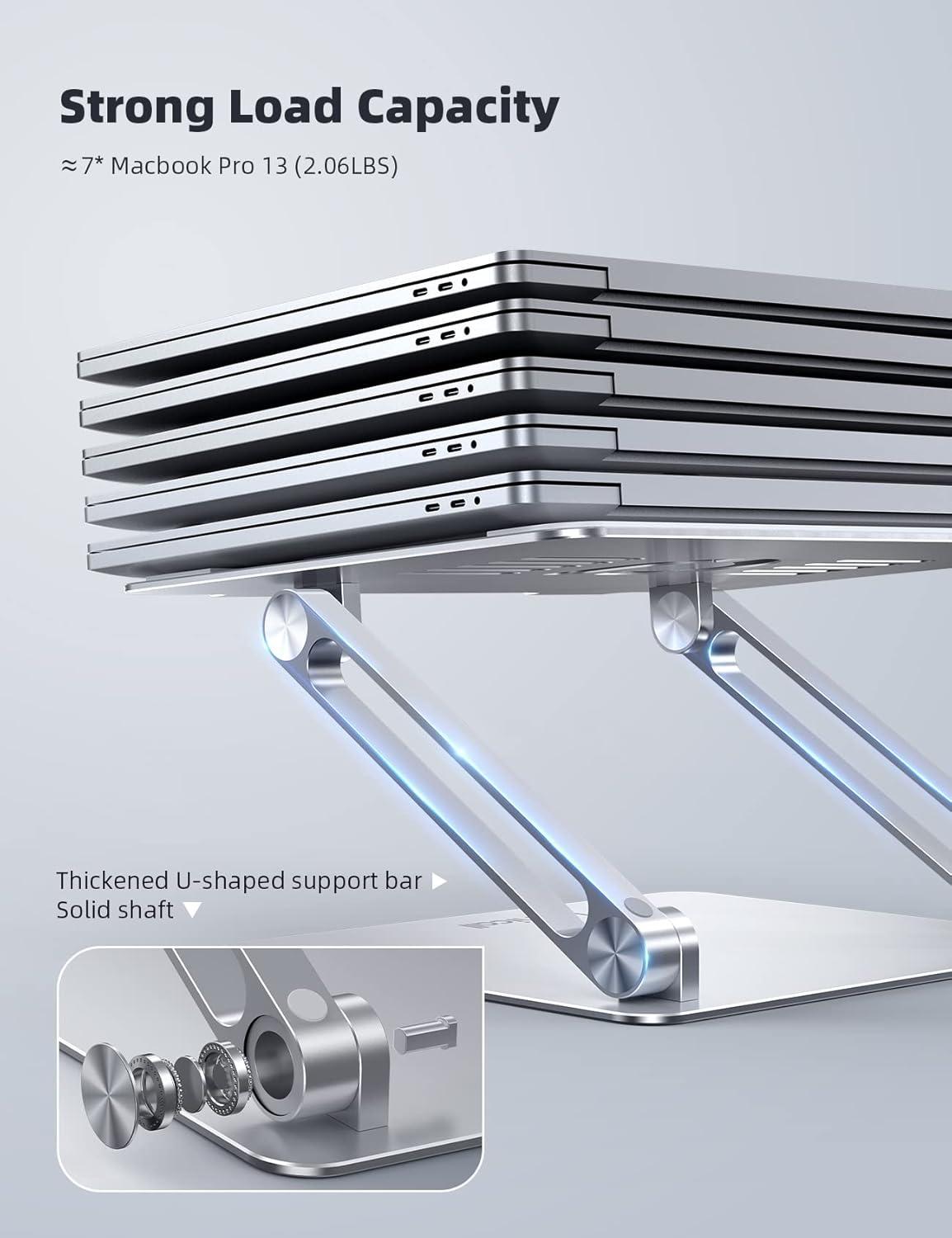 imageLamicall Adjustable Laptop Stand Portable Laptop Riser Aluminum Laptop Stand for Desk Foldable Ergonomic Computer Notebook Stand Holder for MacBook Air Pro Dell XPS HP 10173  Silver1Silver