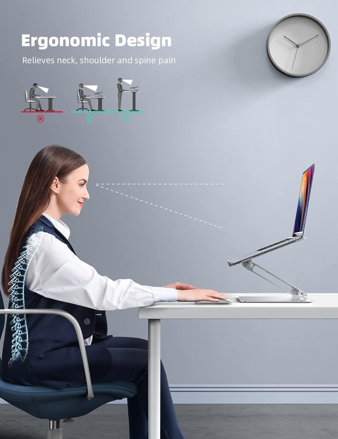imageLamicall Adjustable Laptop Stand Portable Laptop Riser Aluminum Laptop Stand for Desk Foldable Ergonomic Computer Notebook Stand Holder for MacBook Air Pro Dell XPS HP 10173  Silver1Silver