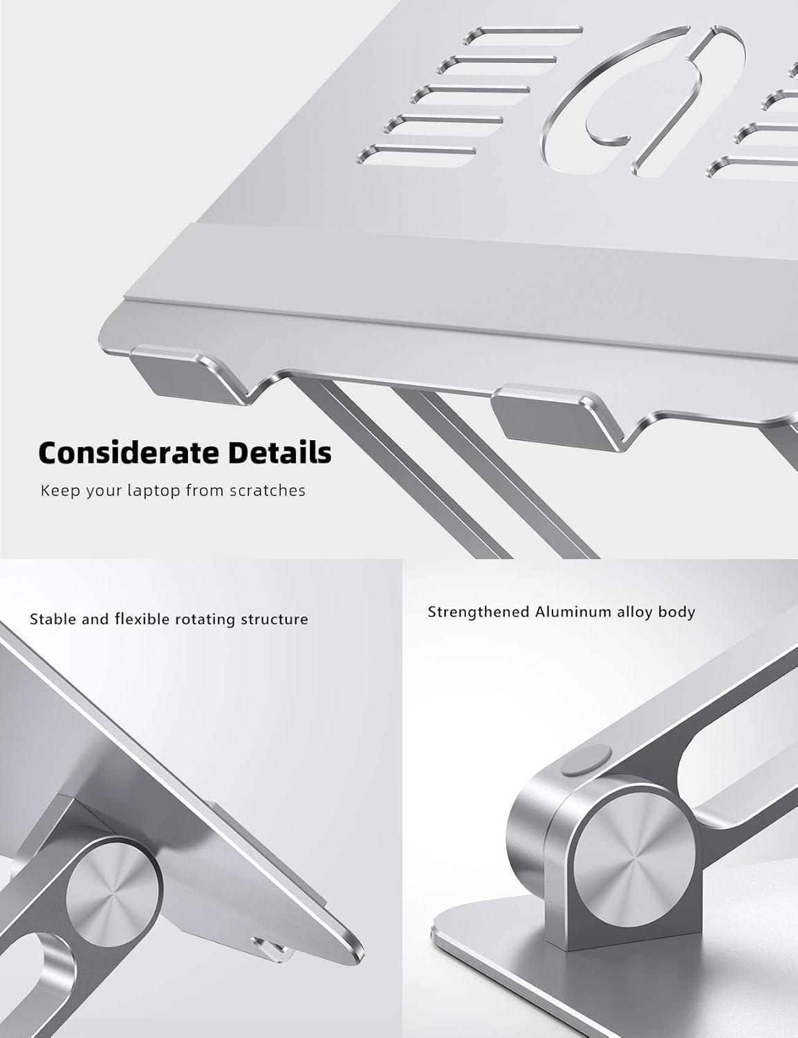 imageLamicall Adjustable Laptop Stand Portable Laptop Riser Aluminum Laptop Stand for Desk Foldable Ergonomic Computer Notebook Stand Holder for MacBook Air Pro Dell XPS HP 10173  Silver1Silver