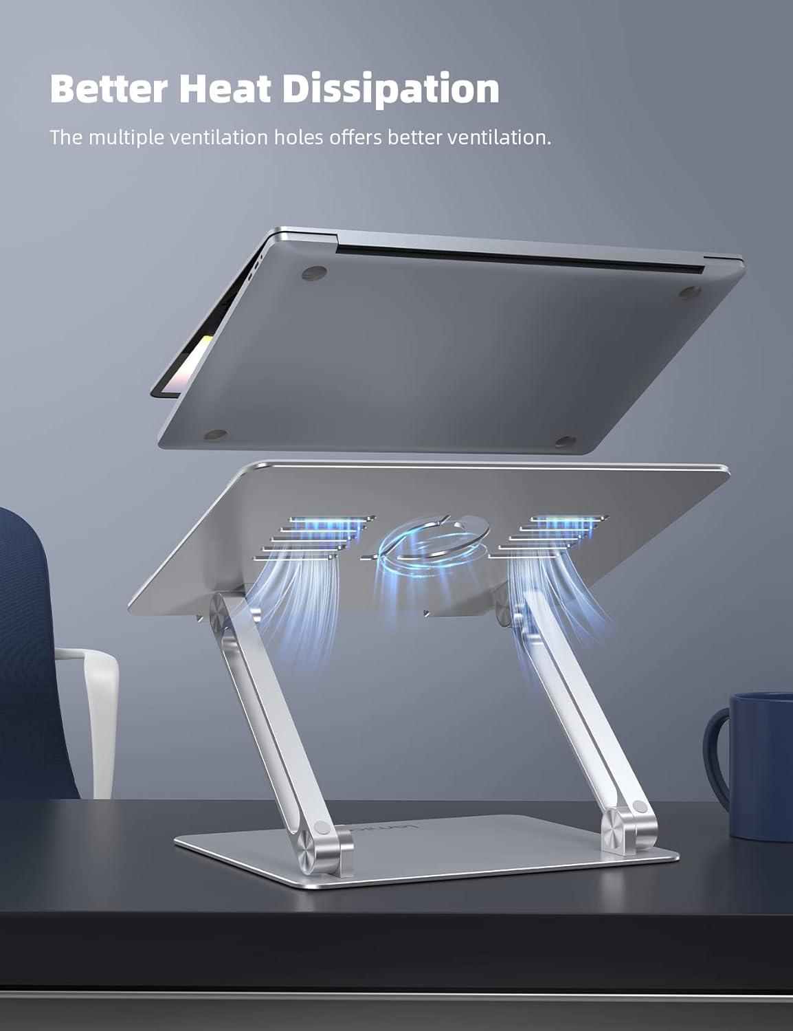imageLamicall Adjustable Laptop Stand Portable Laptop Riser Aluminum Laptop Stand for Desk Foldable Ergonomic Computer Notebook Stand Holder for MacBook Air Pro Dell XPS HP 10173  Silver1Silver