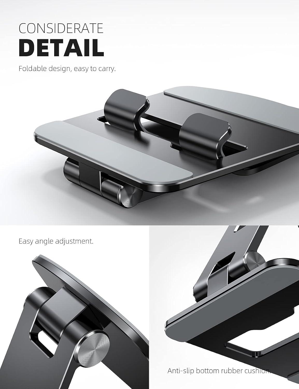 imageLamicall Adjustable Tablet Stand Holder  Foldable Tablet Dock 360 Degree Rotating Desktop Tablet Mount Compatible with iPad Pro 11  129 Mini Air Tabs Kindle and 47quot  13quot Tablet  BlackBlack