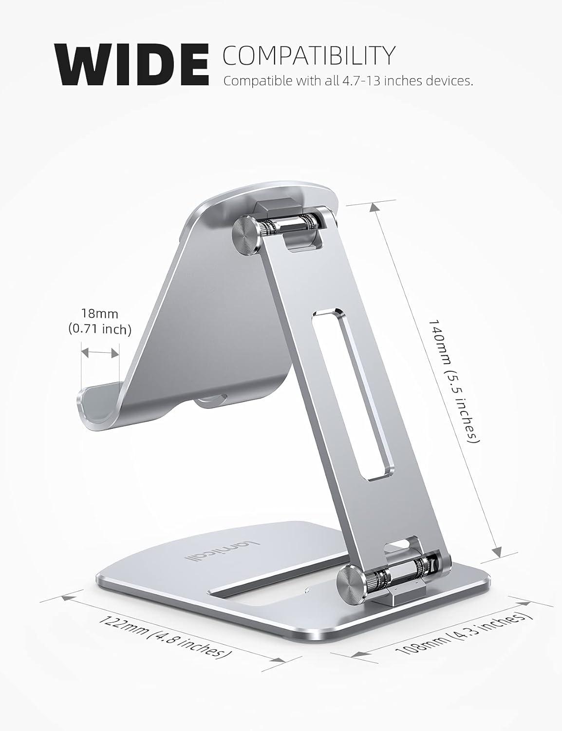 imageLamicall Adjustable Tablet Stand Holder  Foldable Tablet Dock 360 Degree Rotating Desktop Tablet Mount Compatible with iPad Pro 11  129 Mini Air Tabs Kindle and 47quot  13quot Tablet  BlackSilver