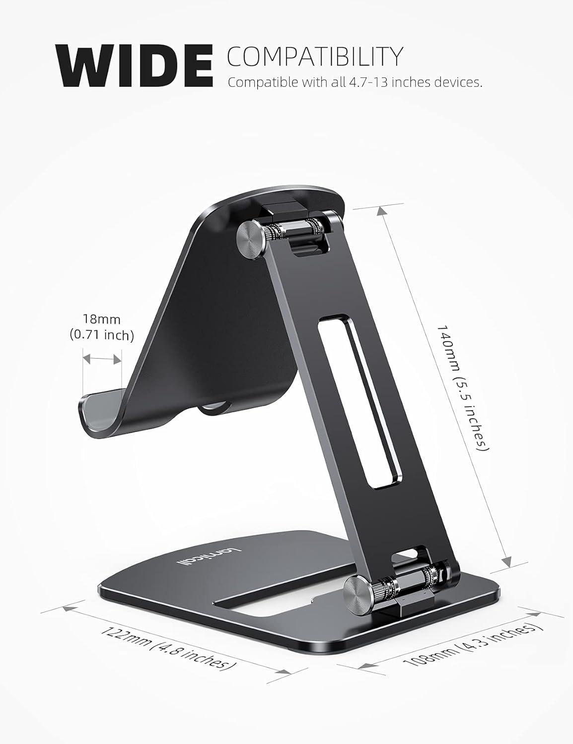 imageLamicall Adjustable Tablet Stand Holder  Foldable Tablet Dock 360 Degree Rotating Desktop Tablet Mount Compatible with iPad Pro 11  129 Mini Air Tabs Kindle and 47quot  13quot Tablet  BlackBlack