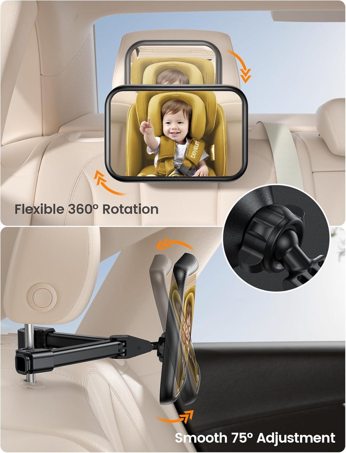 imageLamicall Baby Car Mirror for Backseat  2025 Safest Triangle Hook Clip Acrylic Car Seat Mirror for Rear Facing 360 Rotation ampamp Wide Clear View 3S Quick Install Newborn Baby Essentials Accessories128