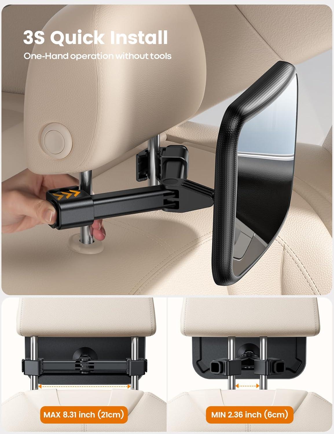 imageLamicall Baby Car Mirror for Backseat  2025 Safest Triangle Hook Clip Acrylic Car Seat Mirror for Rear Facing 360 Rotation ampamp Wide Clear View 3S Quick Install Newborn Baby Essentials Accessories128
