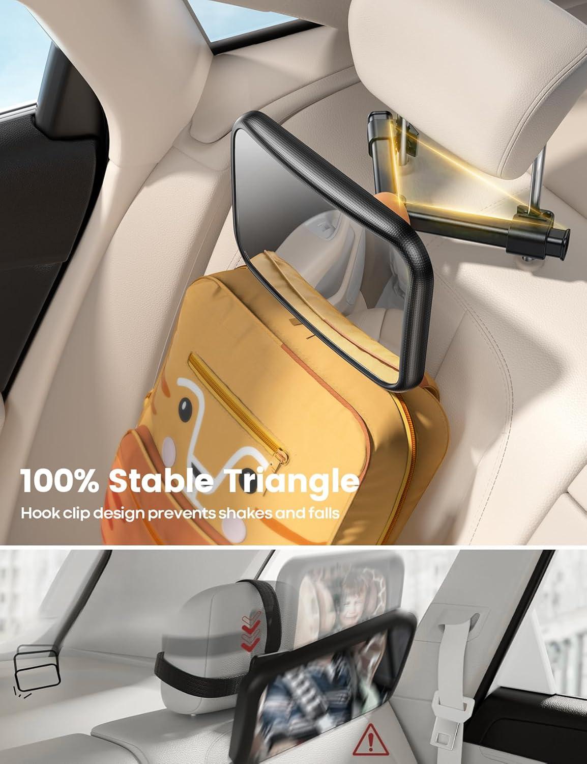 imageLamicall Baby Car Mirror for Backseat  2025 Safest Triangle Hook Clip Acrylic Car Seat Mirror for Rear Facing 360 Rotation ampamp Wide Clear View 3S Quick Install Newborn Baby Essentials Accessories128