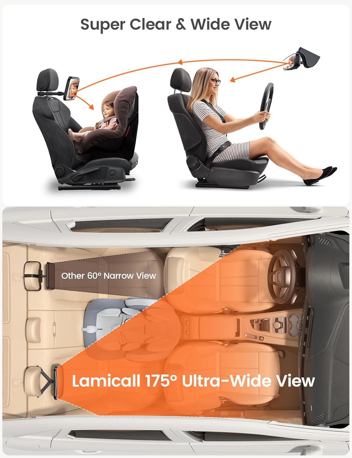 imageLamicall Baby Car Mirror for Backseat  2025 Safest Triangle Hook Clip Acrylic Car Seat Mirror for Rear Facing 360 Rotation ampamp Wide Clear View 3S Quick Install Newborn Baby Essentials Accessories128