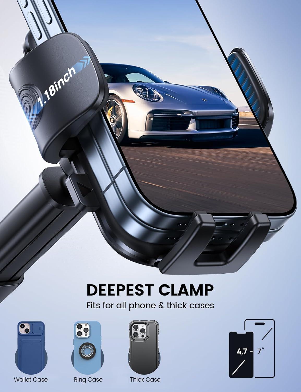 imageLamicall Car Phone Holder Mount 3in1 MilitaryGrade Suction Cup 360 Rotation Phone Holders for Your Car Metal Hook Cell Phone Car Mount Dashboard Vent Windshield for iPhone 16 All SmartphoneBlack