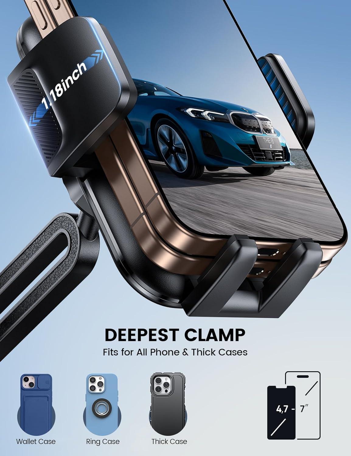 imageLamicall Cup Phone Holders for Your Car Thick Cases Friendly Universal Adjustable Car Cell Phone Mount for Truck Golf Cart iPhone 16 Galaxy S25 Ultra and All 4quot7quot SmartphonesBlack