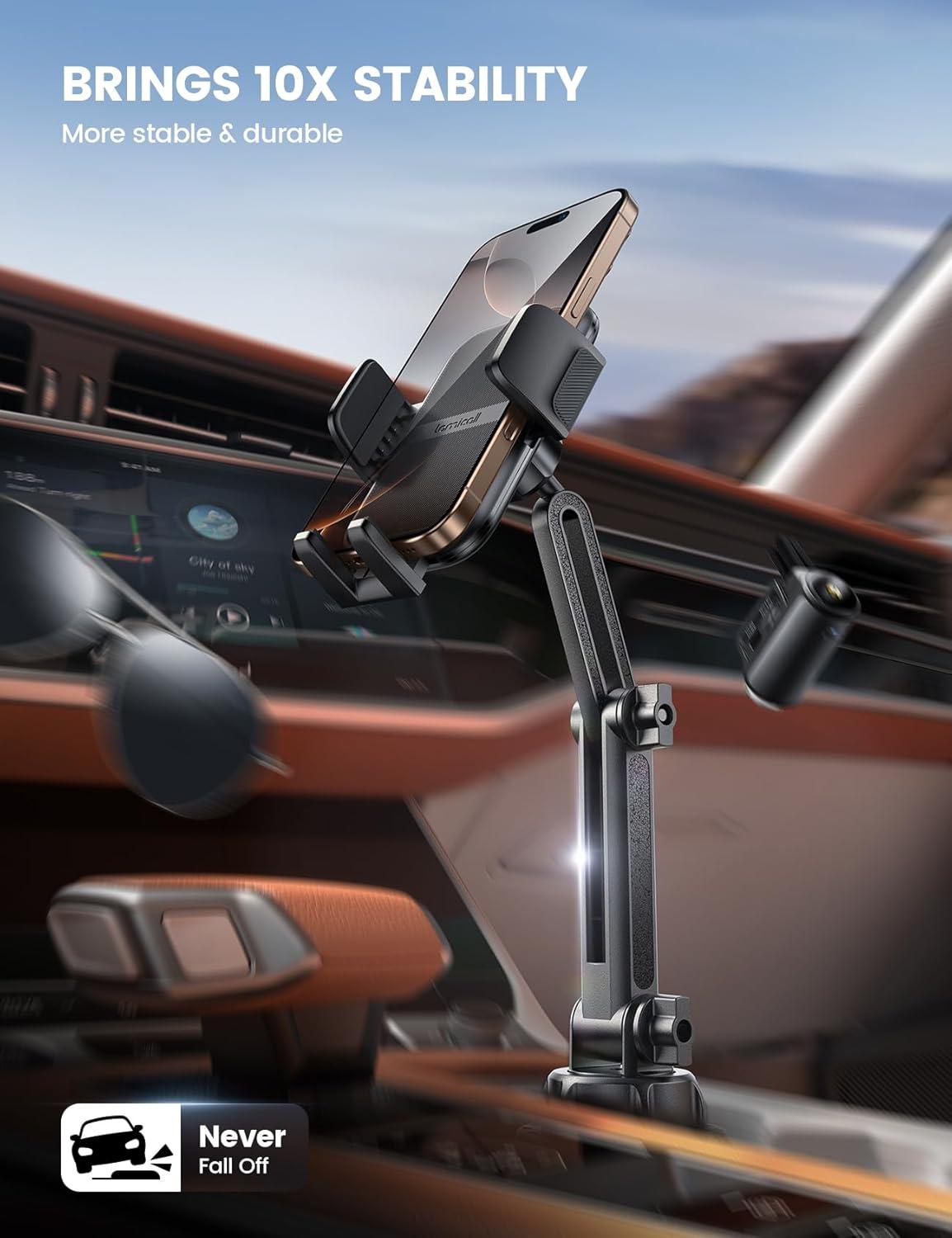 imageLamicall Cup Phone Holders for Your Car Thick Cases Friendly Universal Adjustable Car Cell Phone Mount for Truck Golf Cart iPhone 16 Galaxy S25 Ultra and All 4quot7quot SmartphonesBlack