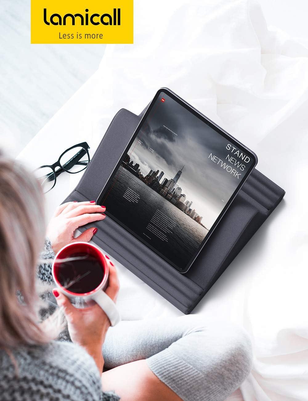 imageLamicall Tablet Pillow Stand Pillow Soft Pad for Lap  Tablet Holder Dock for Bed with 6 Viewing Angles for iPad Pro 97 105 11 129 Air Mini 4 3 Kindle Galaxy Tab EReader Purplish RedGrey