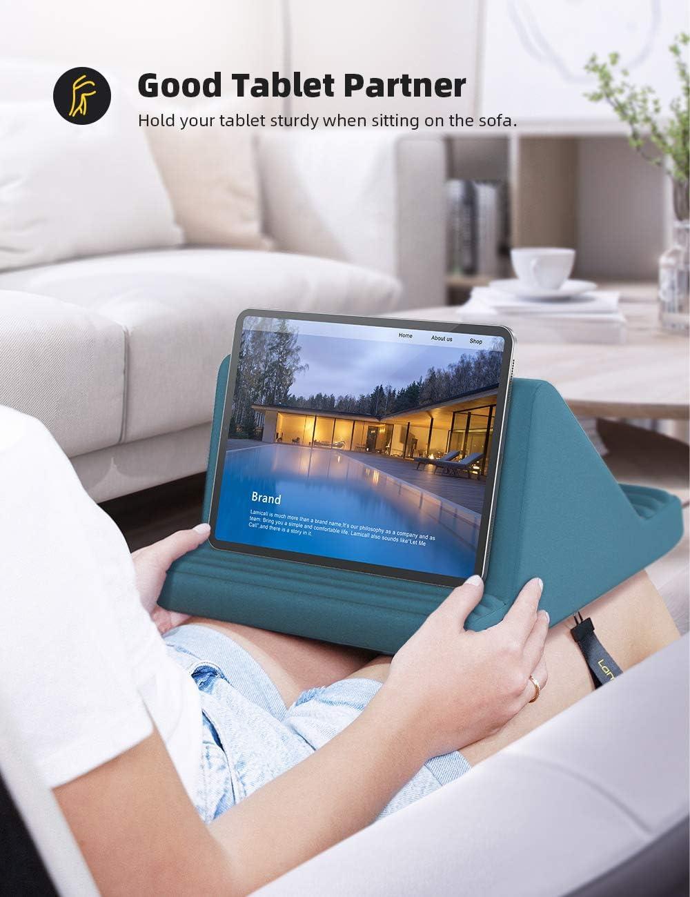 imageLamicall Tablet Pillow Stand Pillow Soft Pad for Lap  Tablet Holder Dock for Bed with 6 Viewing Angles for iPad Pro 97 105 11 129 Air Mini 4 3 Kindle Galaxy Tab EReader Purplish RedBlackish Green