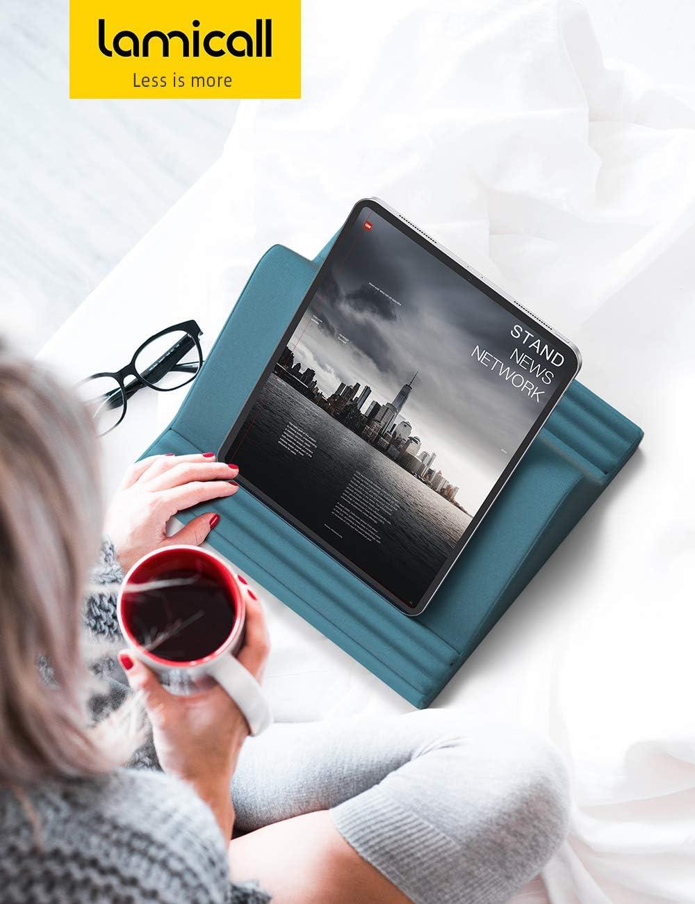 imageLamicall Tablet Pillow Stand Pillow Soft Pad for Lap  Tablet Holder Dock for Bed with 6 Viewing Angles for iPad Pro 97 105 11 129 Air Mini 4 3 Kindle Galaxy Tab EReader Purplish RedBlackish Green