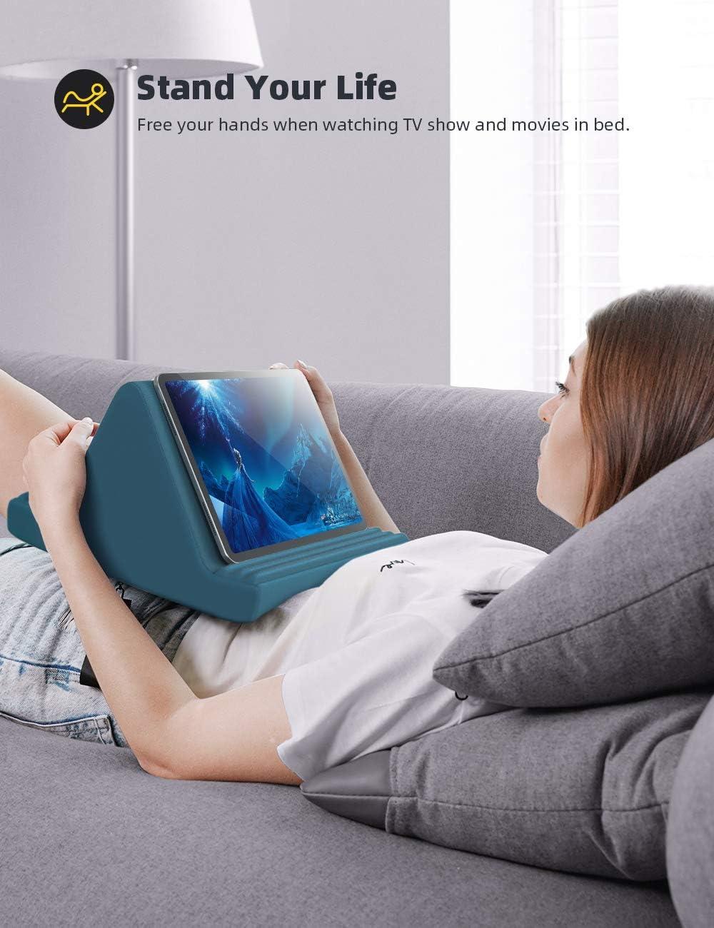 imageLamicall Tablet Pillow Stand Pillow Soft Pad for Lap  Tablet Holder Dock for Bed with 6 Viewing Angles for iPad Pro 97 105 11 129 Air Mini 4 3 Kindle Galaxy Tab EReader Purplish RedBlackish Green