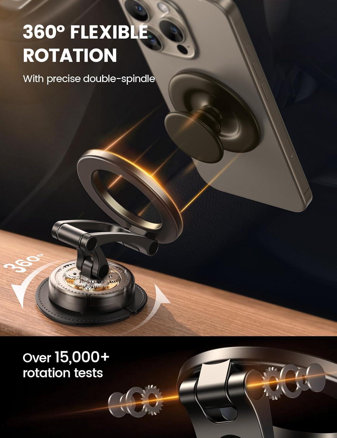 imageLamicall for MagSafe Car Mount AllMetal Magnetic Phone Holder for Your Car Flexible Threeaxis Cell Phone Car Mount Dashboard with N55 Strong Magnets for iPhone 16 15 14 13 12 Pro Max Plus MiniBlack