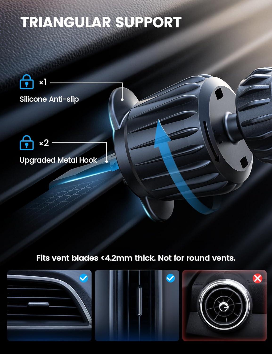 imageLamicall for Magsafe Car Mount  20X N55 Magnets Magnetic Phone Holder for Your Car Dashboard Vent Car Phone Holder for iPhone 16 All Smartphone fits Magsafe Phone caseBlack