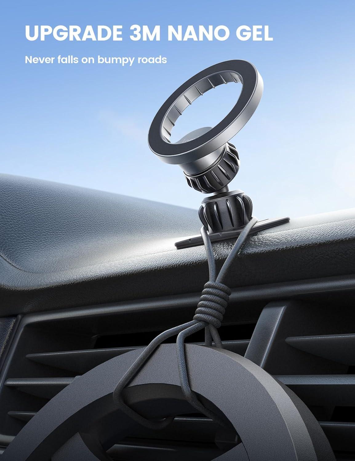 imageLamicall for Magsafe Car Mount  20X N55 Magnets Magnetic Phone Holder for Your Car Dashboard Vent Car Phone Holder for iPhone 16 All Smartphone fits Magsafe Phone caseNEW Upgraded  Silver