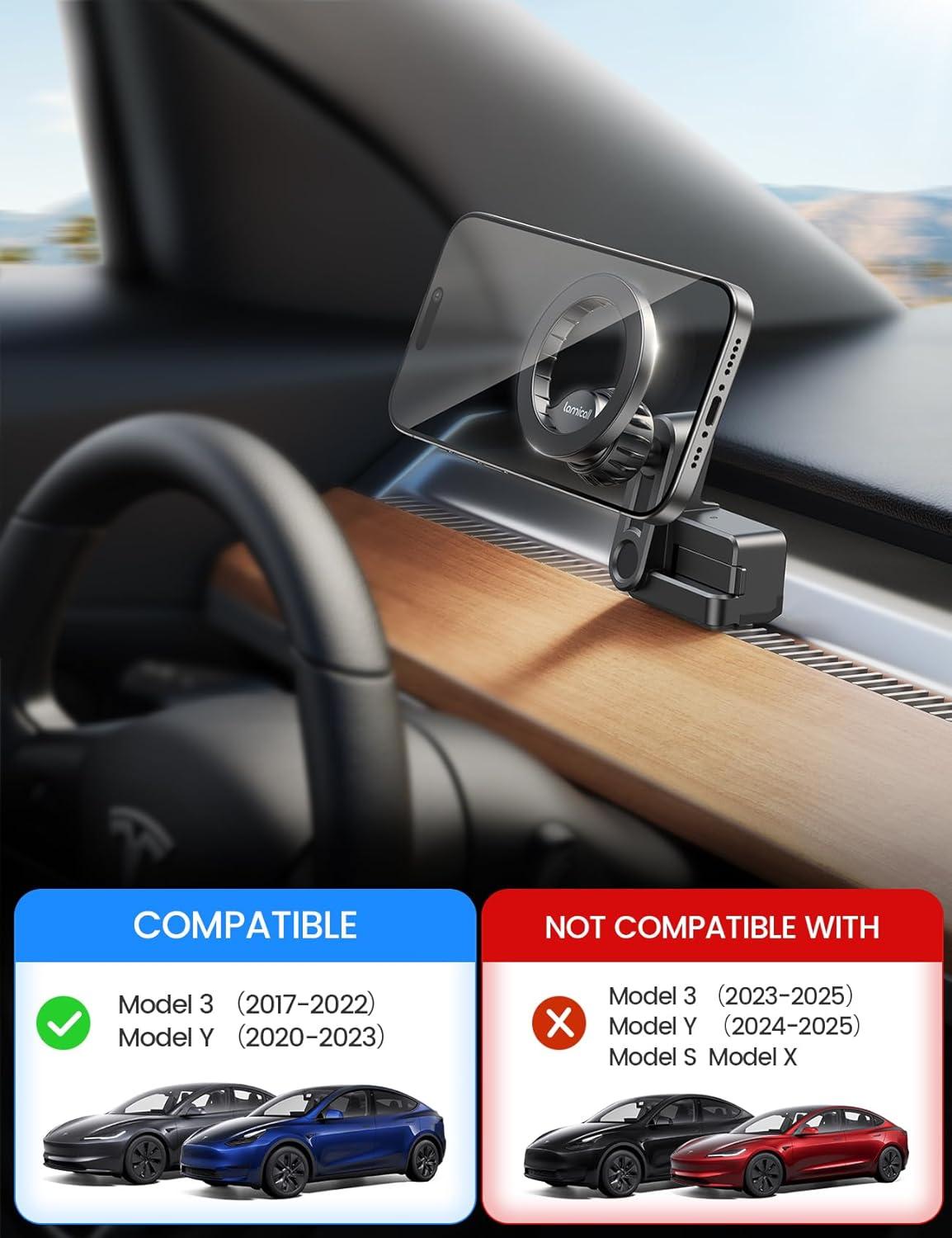imageLamicall for Tesla Phone Mount Holder Strongest Magnet Power for Tesla Model 3 Y Car Accessories fits iPhone 16 15 14 Pro Max Plus ONLY FIT for 20172022 Model 3 20202023 Model Y