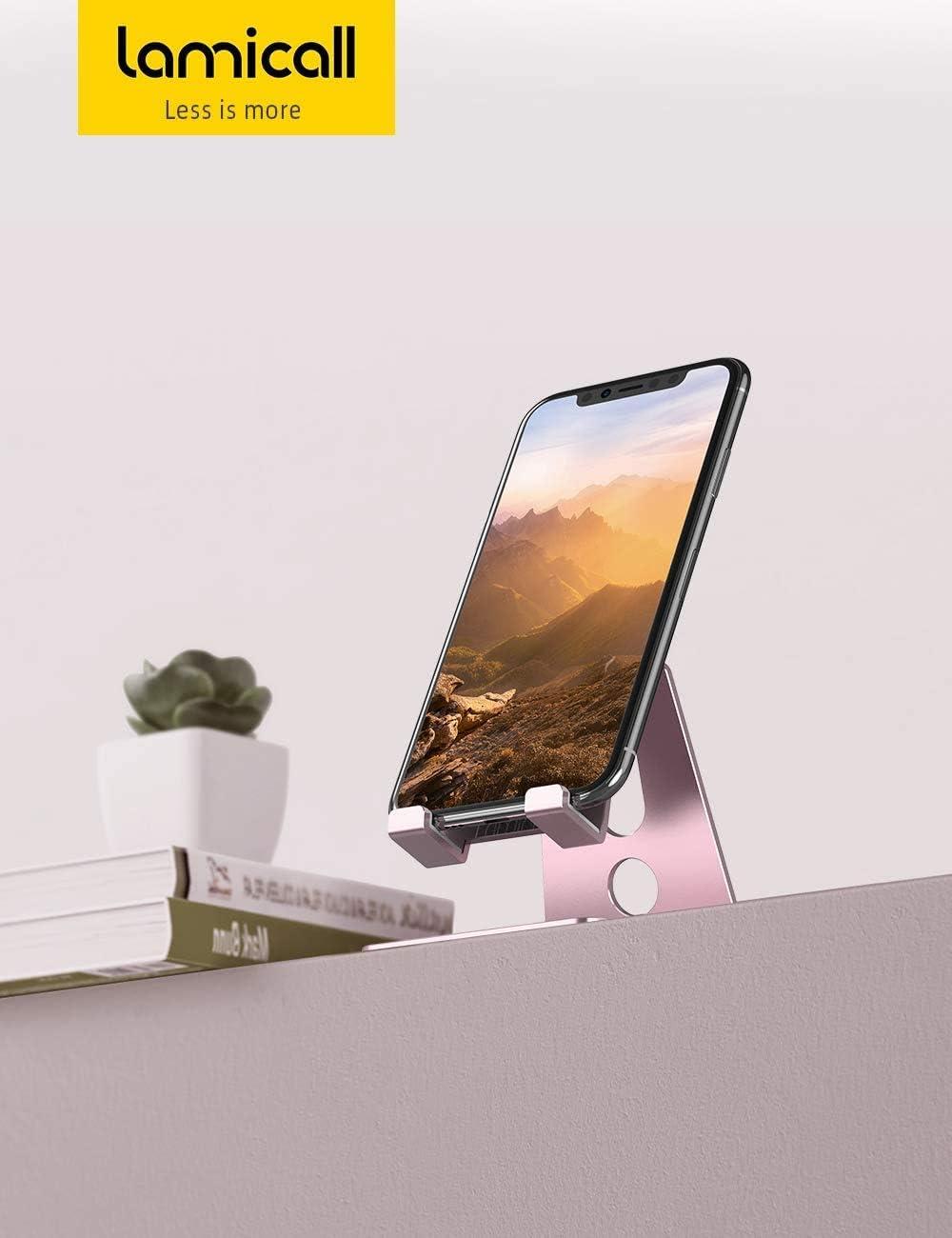 imageLamicall Adjustable Cell Phone Stand Desk Phone Holder Cradle Dock Compatible with iPhone 16 15 14 Plus Pro Pro Max 13 12 X XS48quot Phones Office Accessories All Android Smartphone BlackRose gold 2