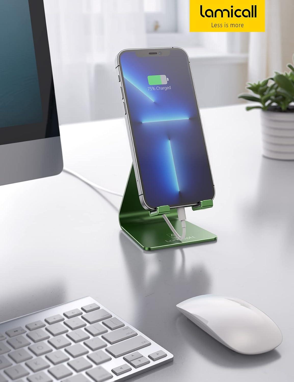 imageLamicall Adjustable Cell Phone Stand Desk Phone Holder Cradle Dock Compatible with iPhone 16 15 14 Plus Pro Pro Max 13 12 X XS48quot Phones Office Accessories All Android Smartphone Blackgreen