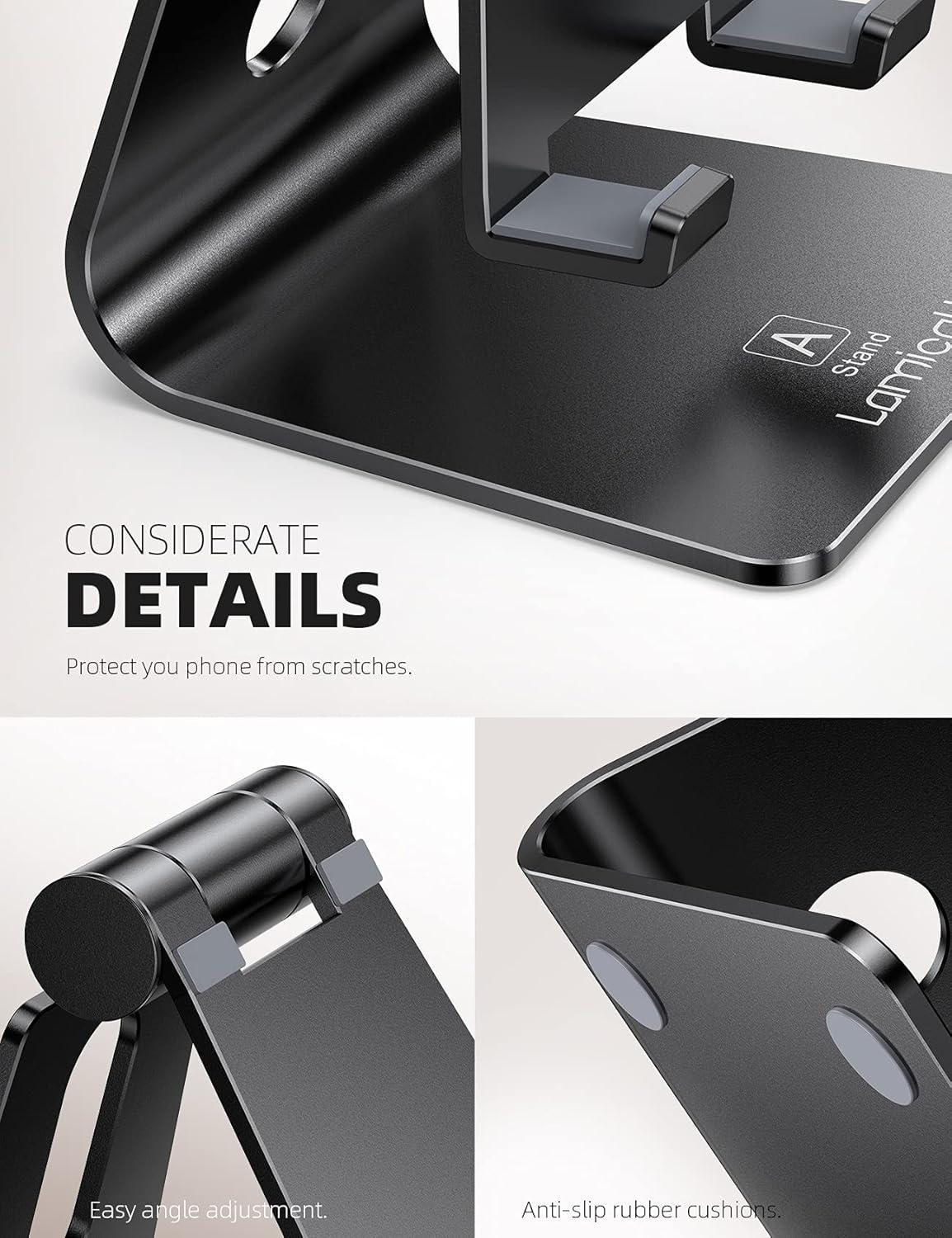 imageLamicall Adjustable Cell Phone Stand Desk Phone Holder Cradle Dock Compatible with iPhone 16 15 14 Plus Pro Pro Max 13 12 X XS48quot Phones Office Accessories All Android Smartphone BlackBlack