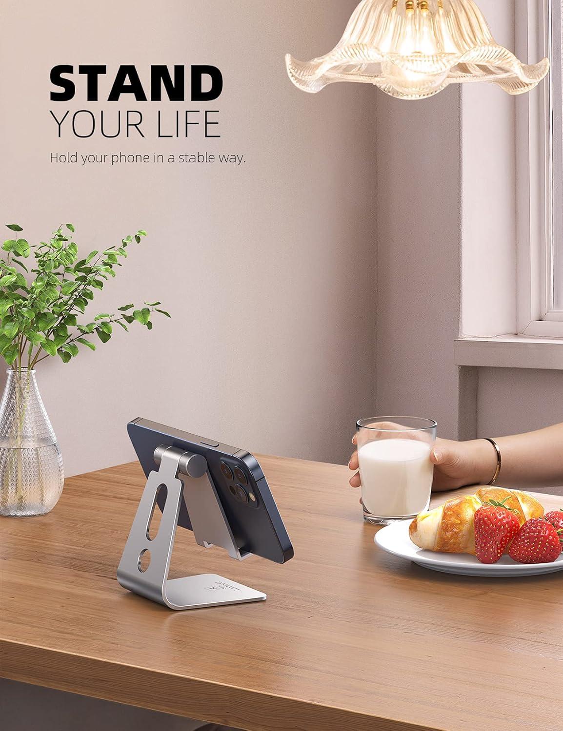 imageLamicall Adjustable Cell Phone Stand Desk Phone Holder Cradle Dock Compatible with iPhone 16 15 14 Plus Pro Pro Max 13 12 X XS48quot Phones Office Accessories All Android Smartphone BlackSilver