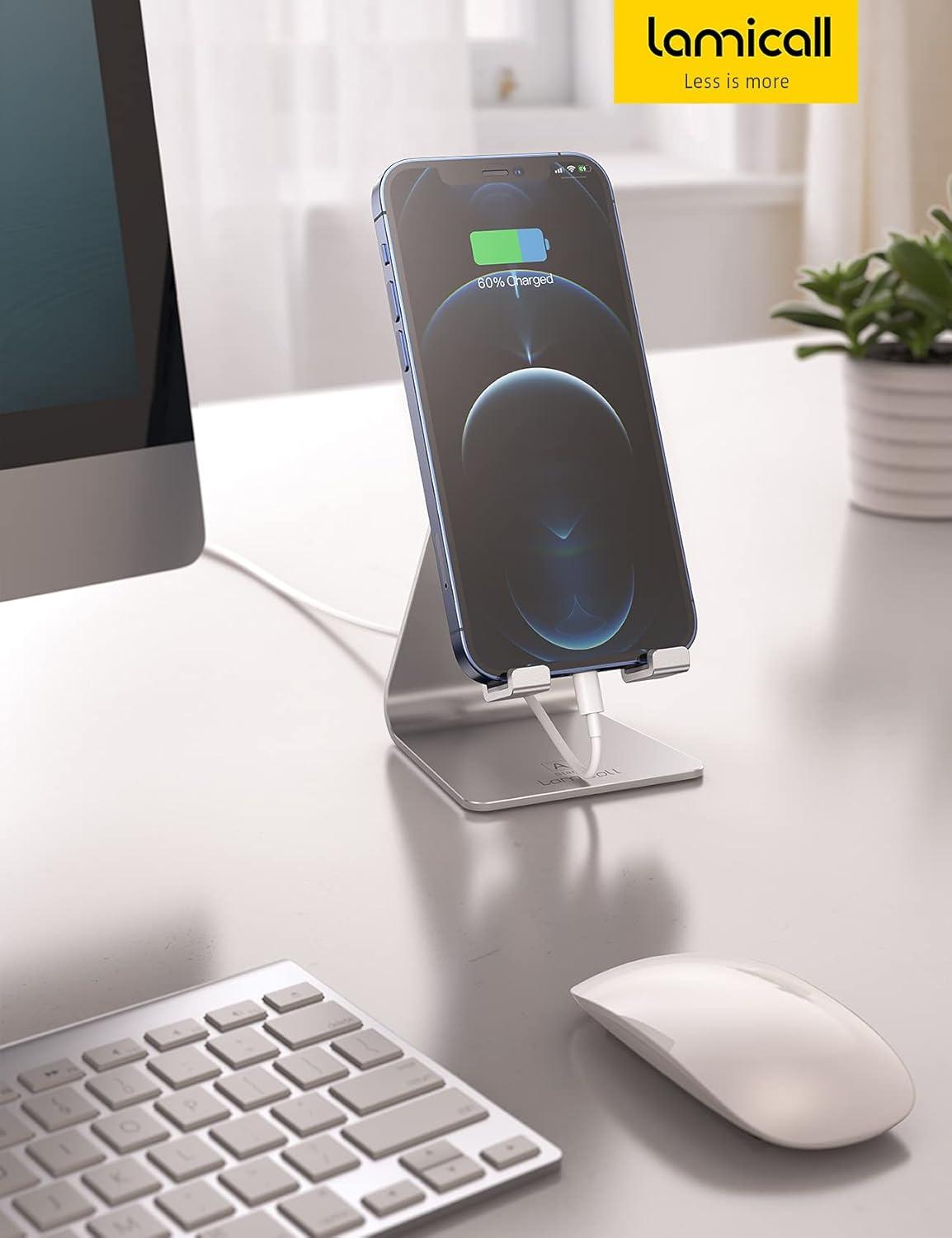 imageLamicall Adjustable Cell Phone Stand Desk Phone Holder Cradle Dock Compatible with iPhone 16 15 14 Plus Pro Pro Max 13 12 X XS48quot Phones Office Accessories All Android Smartphone BlackSilver