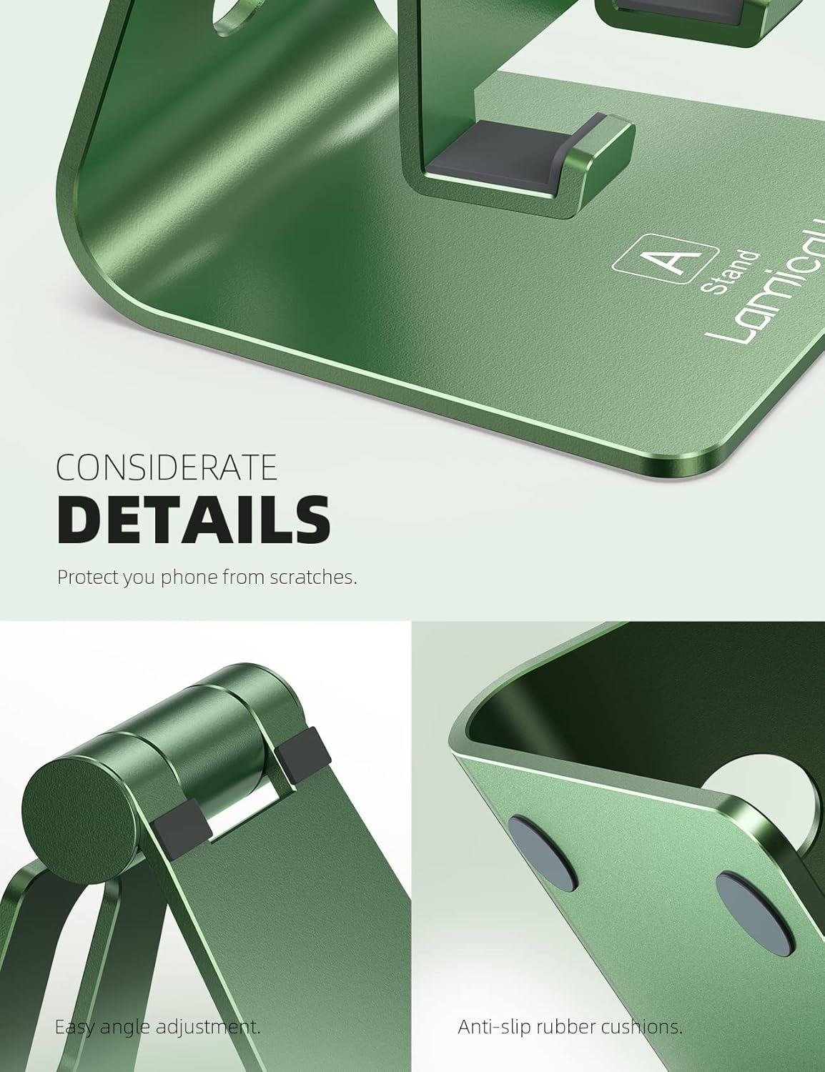 imageLamicall Adjustable Cell Phone Stand Desk Phone Holder Cradle Dock Compatible with iPhone 16 15 14 Plus Pro Pro Max 13 12 X XS48quot Phones Office Accessories All Android Smartphone Blackgreen