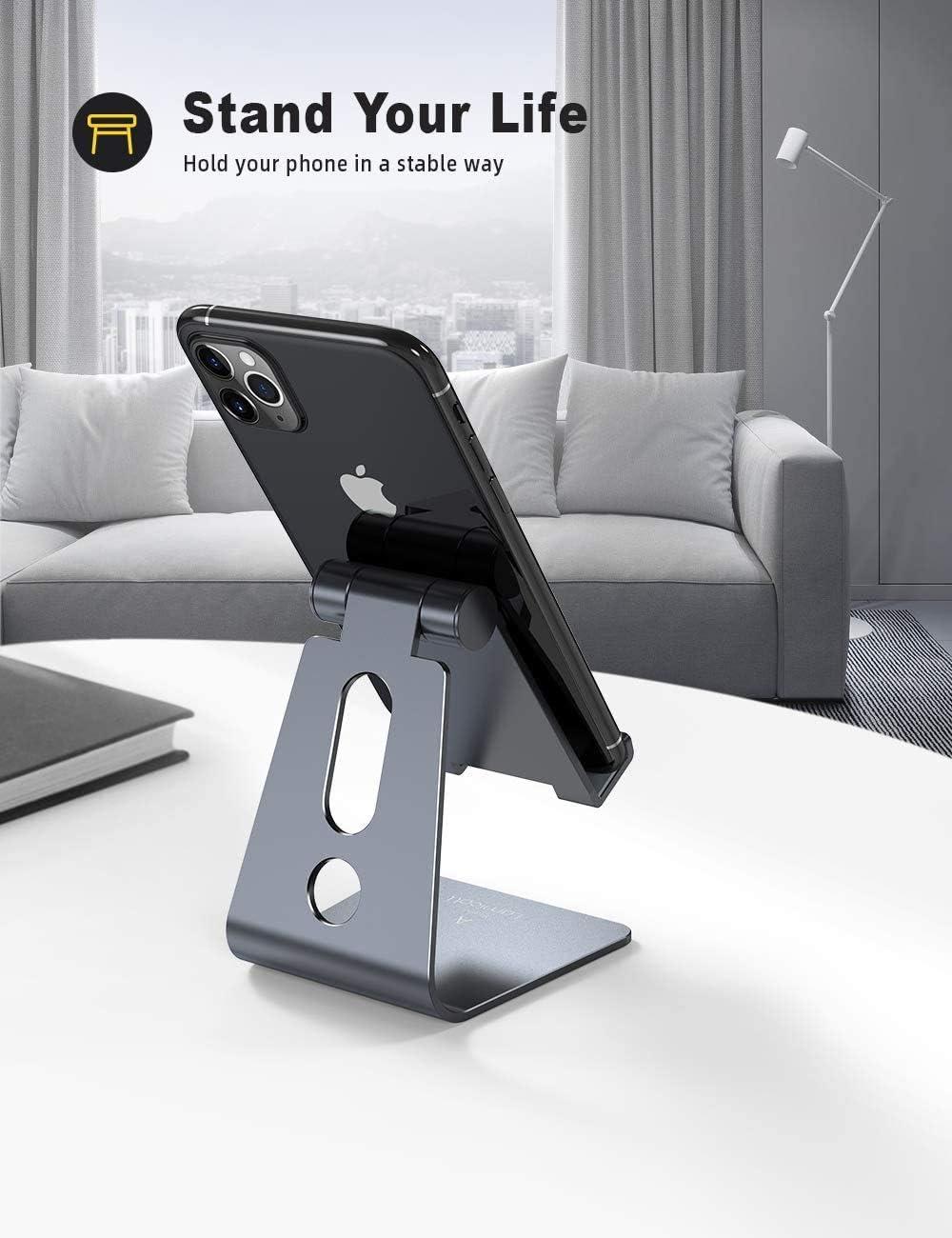 imageLamicall Adjustable Cell Phone Stand Desk Phone Holder Cradle Dock Compatible with iPhone 16 15 14 Plus Pro Pro Max 13 12 X XS48quot Phones Office Accessories All Android Smartphone Blackgrey