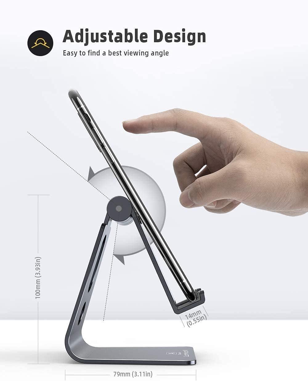 imageLamicall Adjustable Cell Phone Stand Desk Phone Holder Cradle Dock Compatible with iPhone 16 15 14 Plus Pro Pro Max 13 12 X XS48quot Phones Office Accessories All Android Smartphone Blackgrey