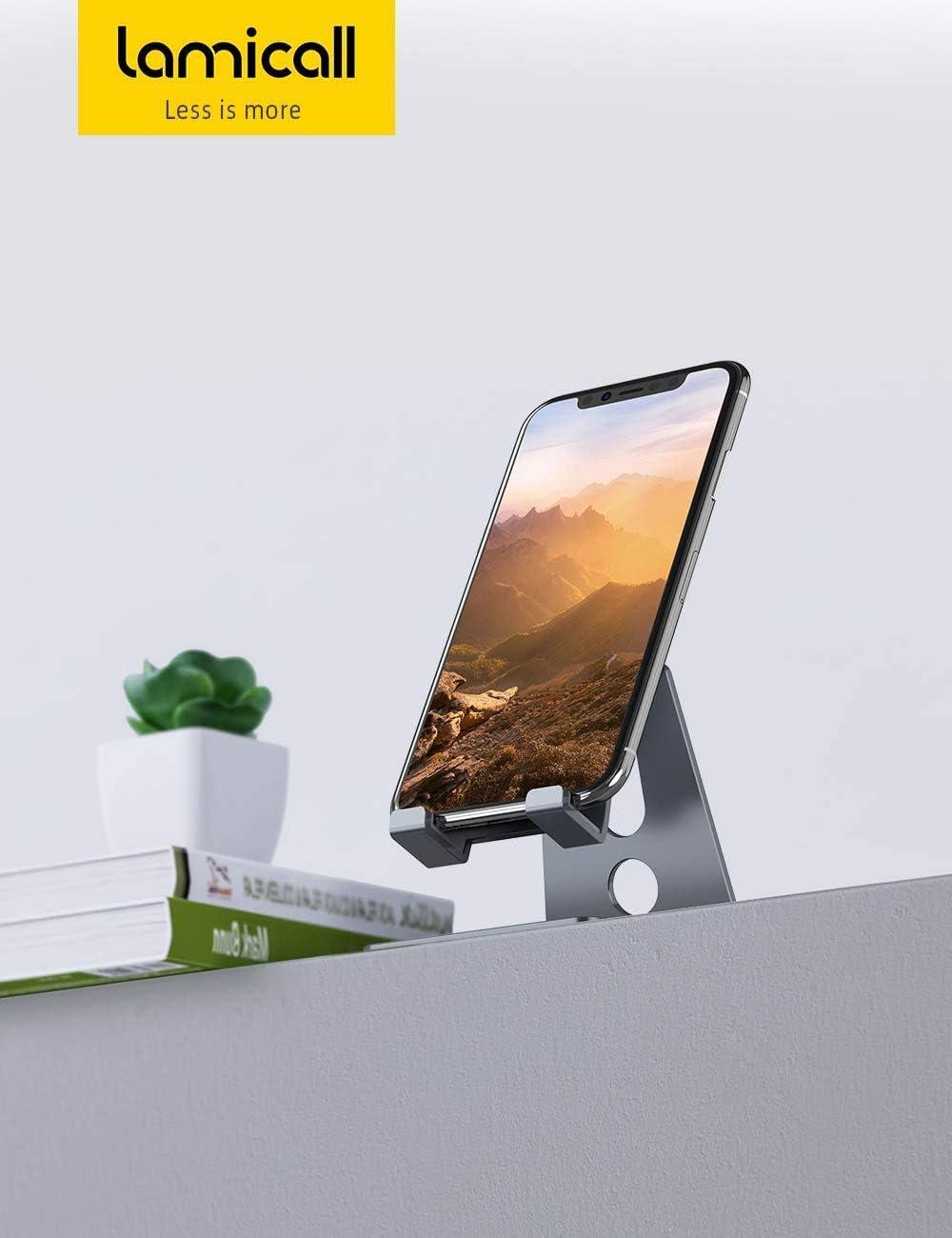 imageLamicall Adjustable Cell Phone Stand Desk Phone Holder Cradle Dock Compatible with iPhone 16 15 14 Plus Pro Pro Max 13 12 X XS48quot Phones Office Accessories All Android Smartphone Blackgrey