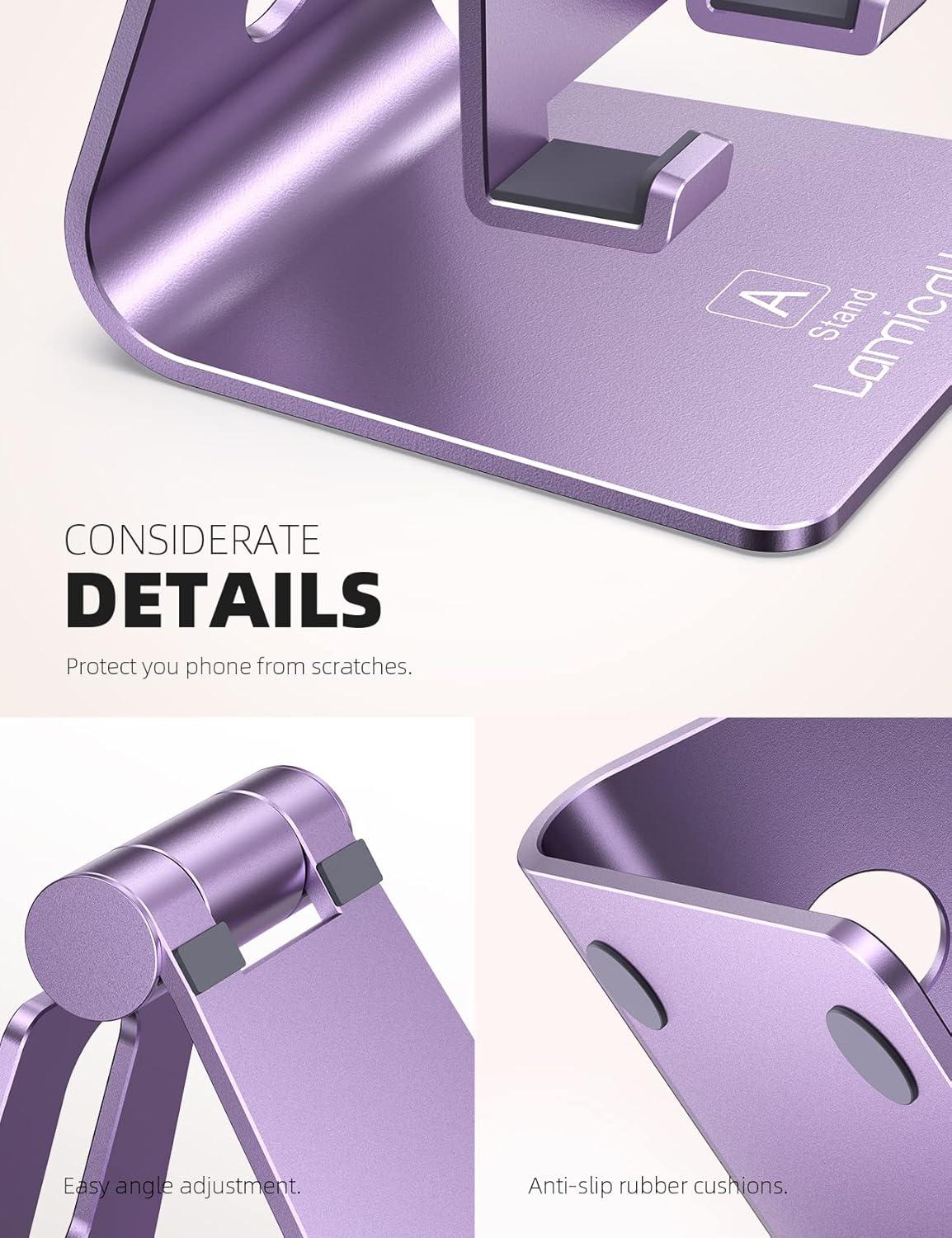 imageLamicall Adjustable Cell Phone Stand Desk Phone Holder Cradle Dock Compatible with iPhone 16 15 14 Plus Pro Pro Max 13 12 X XS48quot Phones Office Accessories All Android Smartphone Blackpurple