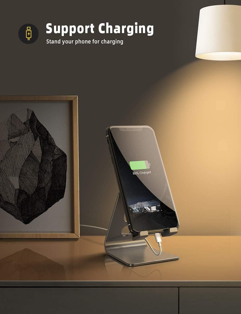 imageLamicall Adjustable Cell Phone Stand Desk Phone Holder Cradle Dock Compatible with iPhone 16 15 14 Plus Pro Pro Max 13 12 X XS48quot Phones Office Accessories All Android Smartphone Blackgrey
