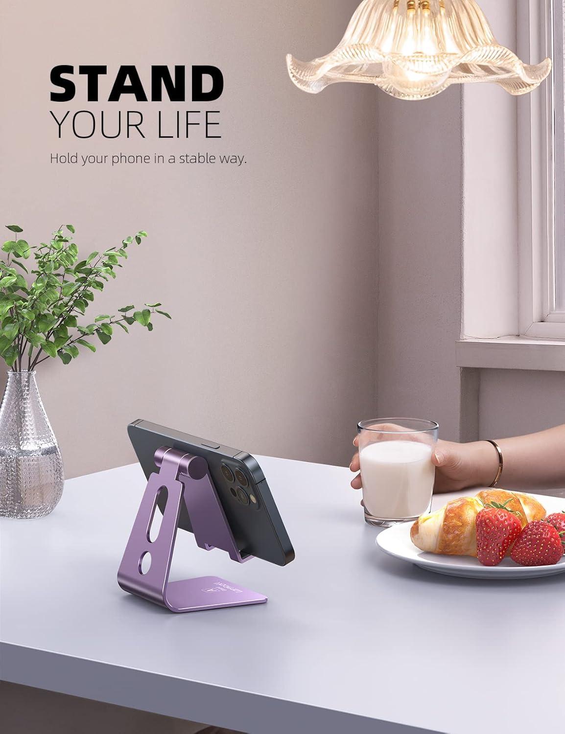 imageLamicall Adjustable Cell Phone Stand Desk Phone Holder Cradle Dock Compatible with iPhone 16 15 14 Plus Pro Pro Max 13 12 X XS48quot Phones Office Accessories All Android Smartphone Blackpurple