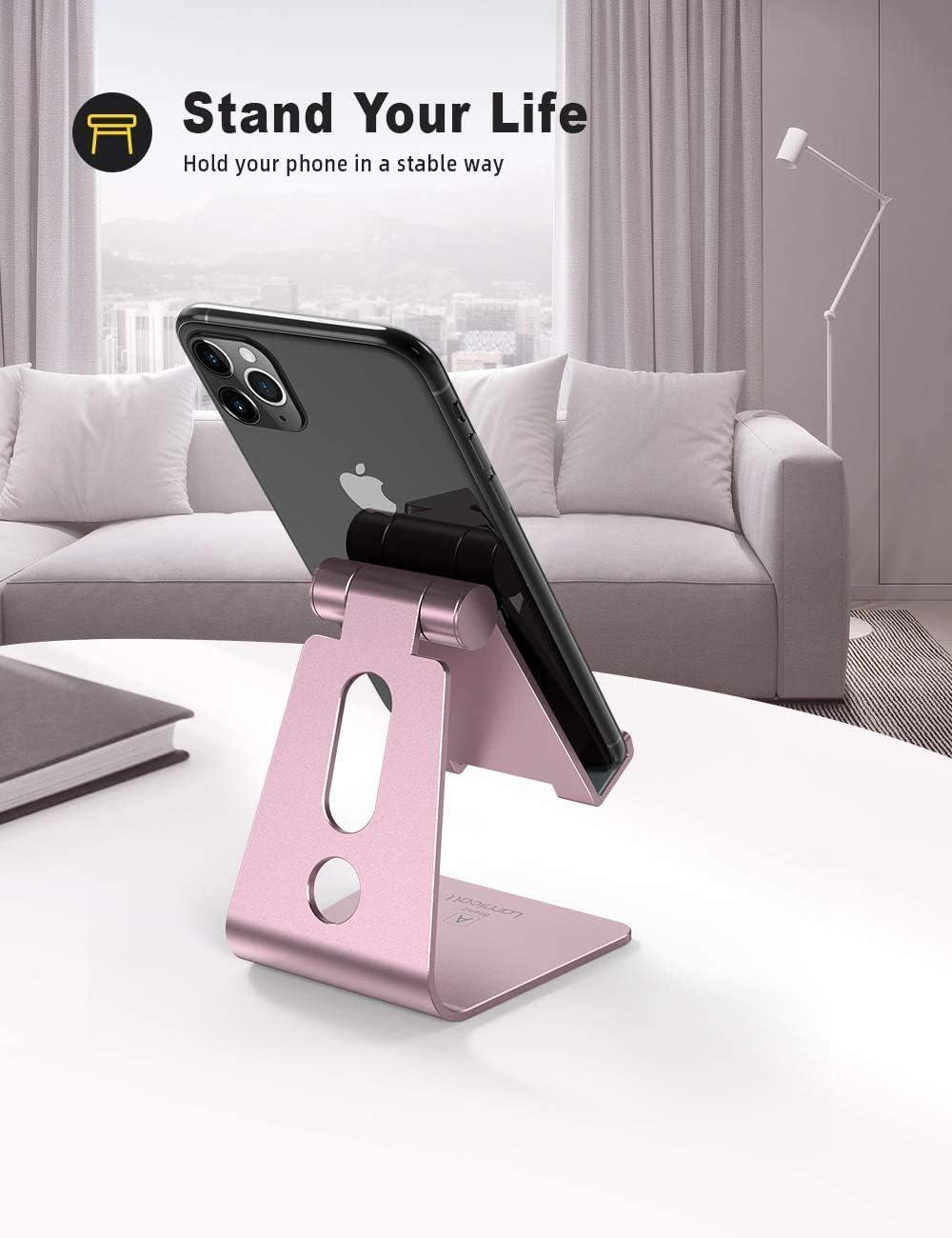 imageLamicall Adjustable Cell Phone Stand Desk Phone Holder Cradle Dock Compatible with iPhone 16 15 14 Plus Pro Pro Max 13 12 X XS48quot Phones Office Accessories All Android Smartphone BlackRose gold 2