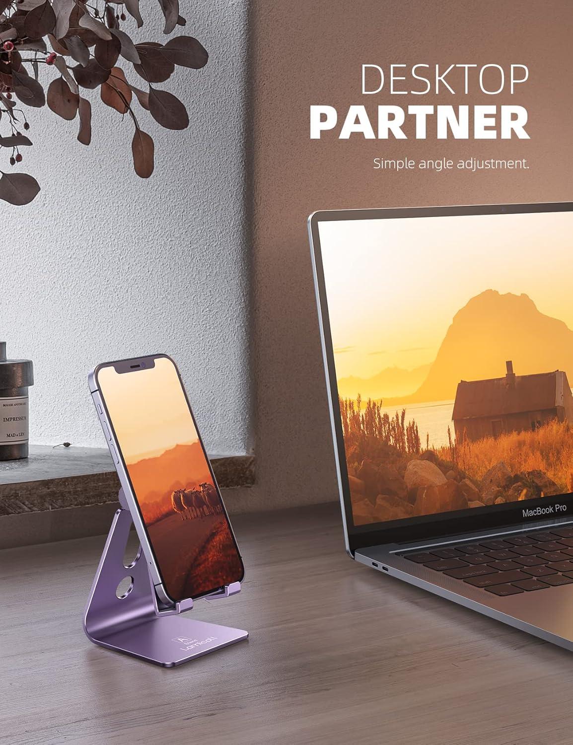imageLamicall Adjustable Cell Phone Stand Desk Phone Holder Cradle Dock Compatible with iPhone 16 15 14 Plus Pro Pro Max 13 12 X XS48quot Phones Office Accessories All Android Smartphone Blackpurple