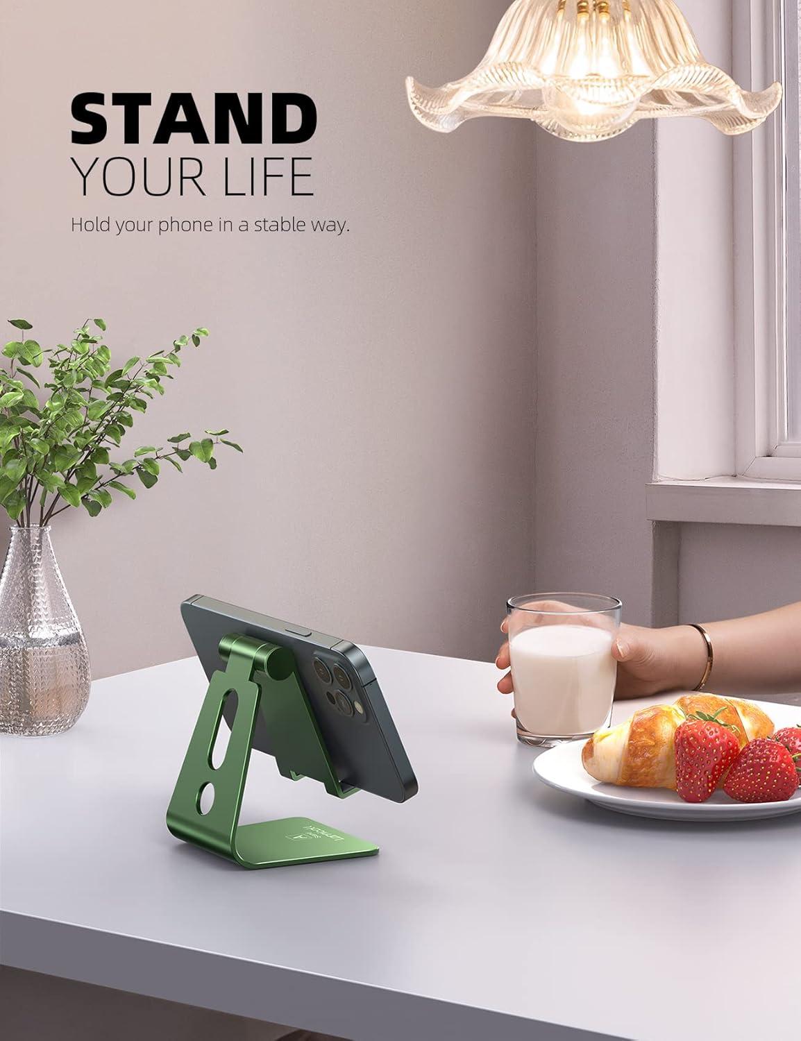 imageLamicall Adjustable Cell Phone Stand Desk Phone Holder Cradle Dock Compatible with iPhone 16 15 14 Plus Pro Pro Max 13 12 X XS48quot Phones Office Accessories All Android Smartphone Blackgreen
