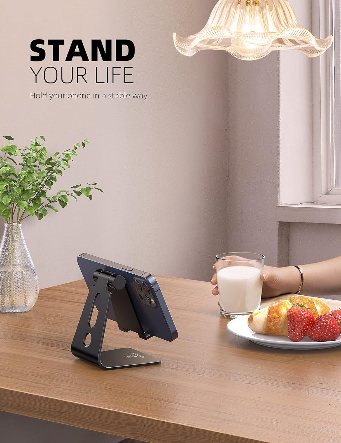 imageLamicall Adjustable Cell Phone Stand Desk Phone Holder Cradle Dock Compatible with iPhone 16 15 14 Plus Pro Pro Max 13 12 X XS48quot Phones Office Accessories All Android Smartphone BlackBlack