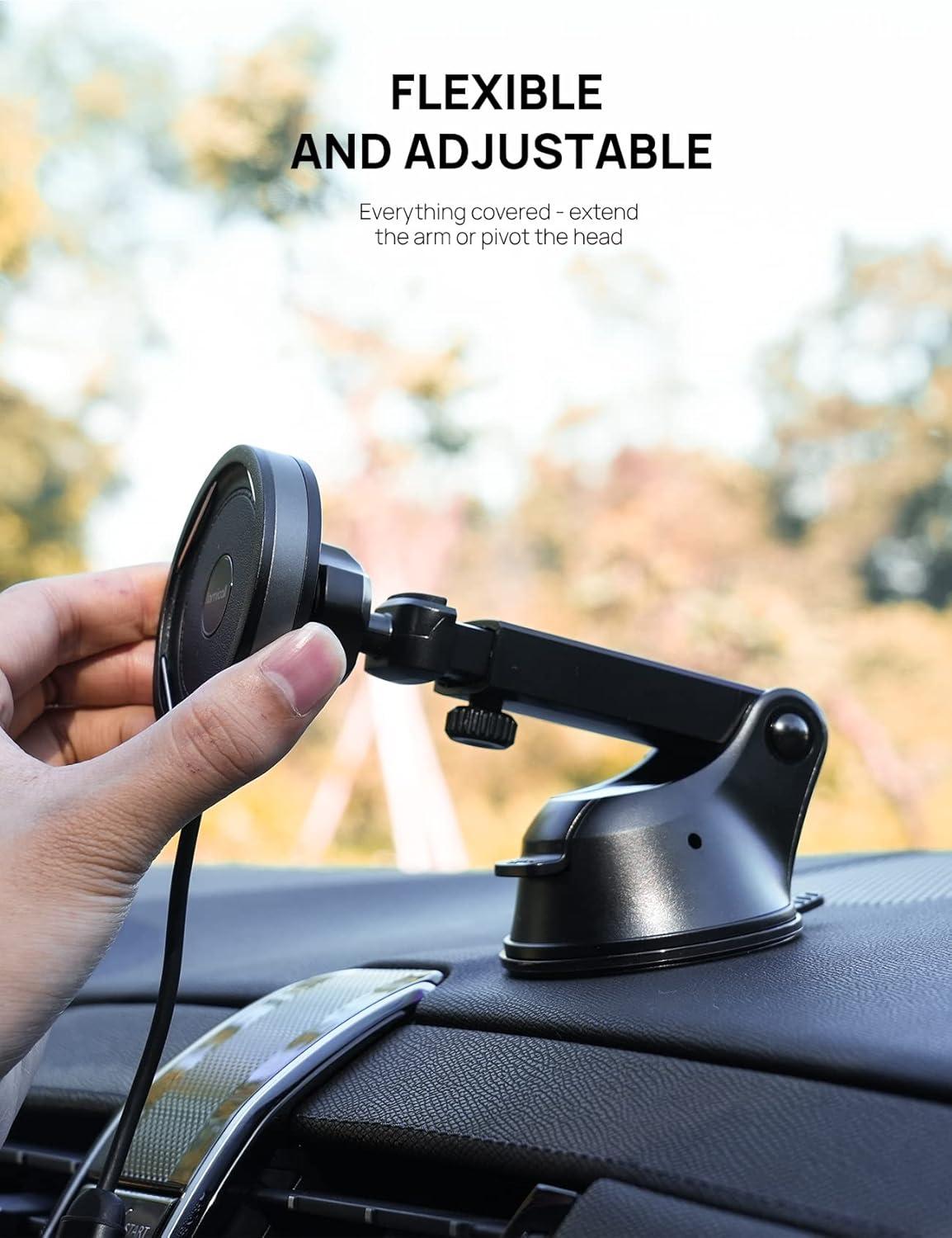 imageLamicall All Lock Car Wndshield Dashboard Suction Wireless Charging Phone MountUSBC Need Work with All Lock Airbag Case Not Included for iPhone or All Lock Phone Snap Adaptor Not Included