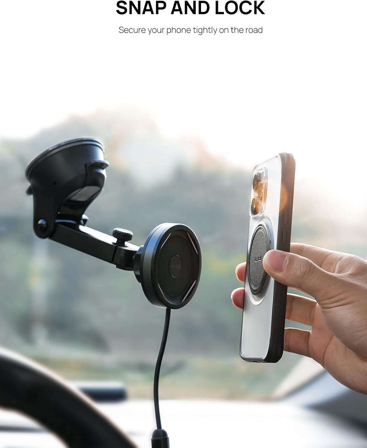 imageLamicall All Lock Car Wndshield Dashboard Suction Wireless Charging Phone MountUSBC Need Work with All Lock Airbag Case Not Included for iPhone or All Lock Phone Snap Adaptor Not Included