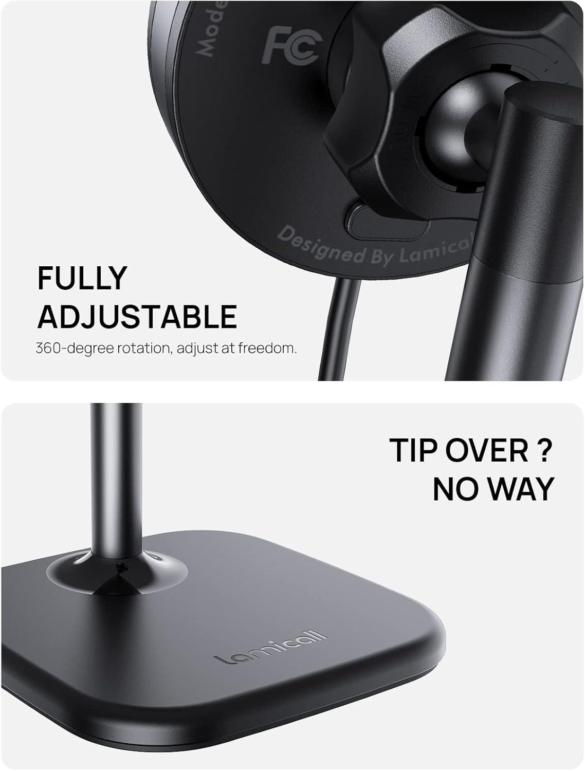 imageLamicall All Lock Desktop Magnetic Wireless Charging Phone MountUSBC Need Work with All Lock Airbag Case Not Included for iPhone or All Lock Universal Phone Snap Adaptor Not Included