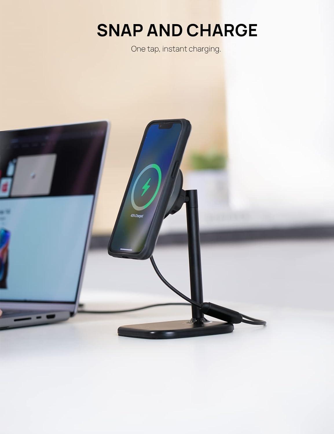 imageLamicall All Lock Desktop Magnetic Wireless Charging Phone MountUSBC Need Work with All Lock Airbag Case Not Included for iPhone or All Lock Universal Phone Snap Adaptor Not Included