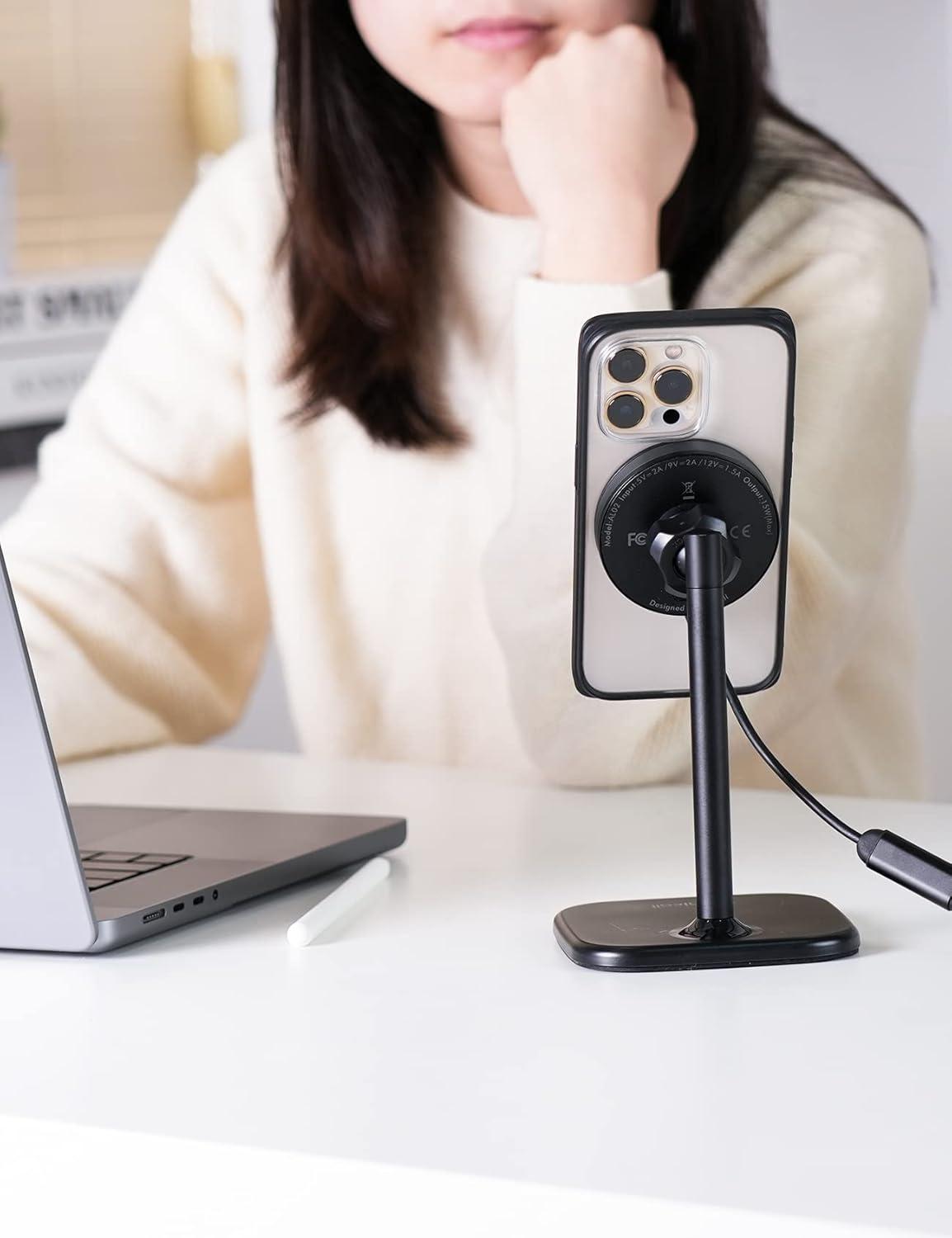 imageLamicall All Lock Desktop Magnetic Wireless Charging Phone MountUSBC Need Work with All Lock Airbag Case Not Included for iPhone or All Lock Universal Phone Snap Adaptor Not Included
