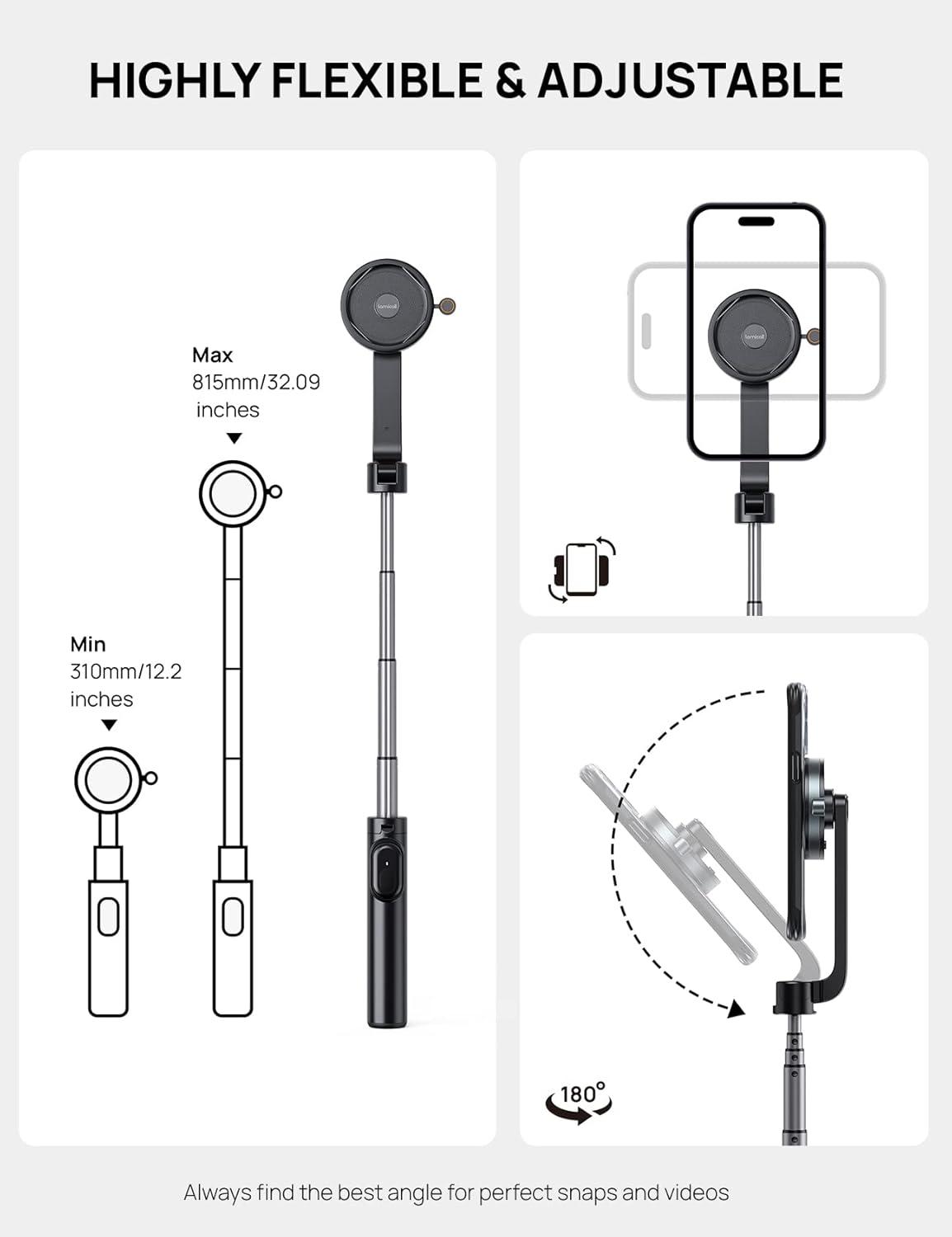 imageLamicall All Lock Selfie Stick and Tripod Mount Need Work with All Lock Airbag Case Not Included for iPhone or All Lock Universal Phone Snap Adaptor Not Included